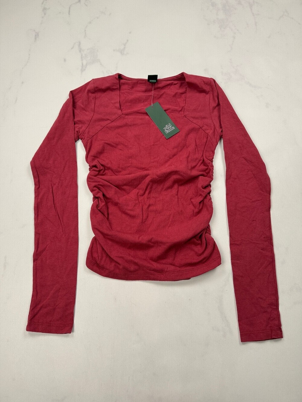 Wild Fable Ruched T Shirt Burgundy Modern Fitted - Womens XS